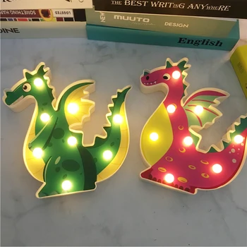 3D Roztomilý Dragon Zvierat Štýl Led Noc Lampa Visí Ploche Svetlá AA Batérie Powered Osvetlenie Deti Darček, Nočné Osvetlenie Led