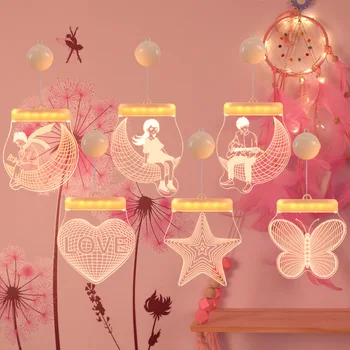 3D Akrylové Led Reťazec Svetlo Diy Svadobné Dekor Láska Valentína Prípade Strany Garland Baby Sprcha Deti Jednorožec Narodeninám .