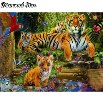 Plné Námestie vŕtačky Diamantové 5D DIY Diamond Maľovanie Farebné tiger Výšivky Cross Stitch Drahokamu Mozaiky Maľba Dekorácií