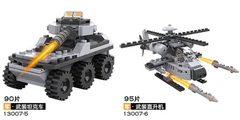 COGO stavebným 8 V 1 Vojenský Vrtuľník Tank vojnová loď Auto Akcie Obrázok Vzdelávania Hračky Model Brinquedos Darček pre deti