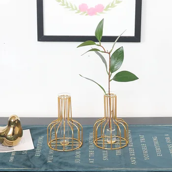 Iron art zlato hydroponické Vázy, Dekorácie obývacia izba jedáleň tabuľka tabuľka tabuľka tabuľka dekorácie suché kvety, zelený ananás