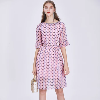 Ženy Sladké Elegantné Tlač Šifón Šaty Žena Malé Kvetinové Štíhly Pás Šaty Dámske Elegantné Bežné Šaty Nové Módne 2020