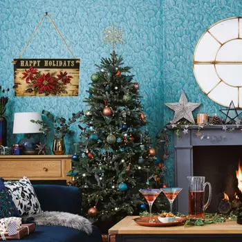 Drevené Dvere Visí Prihlásiť Vianočný Strom Ornament, Vianočné Dekorácie pre Domov Drevený Prívesok Darček Veselé Vianoce