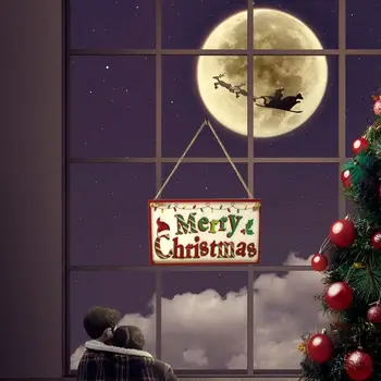 Drevené Dvere Visí Prihlásiť Vianočný Strom Ornament, Vianočné Dekorácie pre Domov Drevený Prívesok Darček Veselé Vianoce