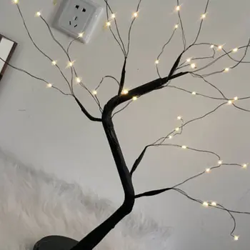 1 ks USB Oheň Strom Svetlo Medený Drôt Stolové Lampy, LED Nočné Svetlo Pre Domáce Spálňa Svadobné Party Bar Vianočné Dekorácie