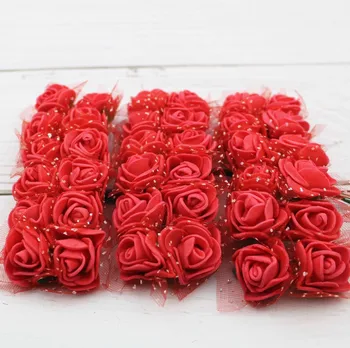 144pcs 2cm Mini Penové Rose Umelé Kvety Pre Domáce Svadobné Dekorácie DIY Pompom Veniec Dekoratívne Svadobný Kvet Falošné Kvet