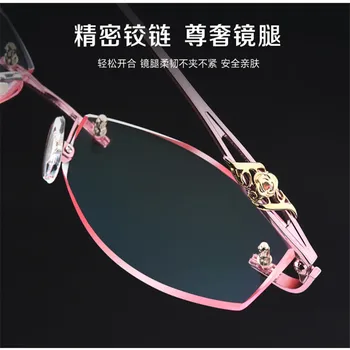 Diamantové rezanie dámske okuliare Frameless okuliare krátkozrakosť, ďalekozrakosť Žiarenia dôkaz okuliare Vlastné rámy vrátane šošoviek