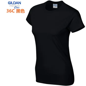 GILDAN 76000L Bavlna T-košele pre Ženy Pevné Krátky Rukáv T Shirt Topy Tees Základné TShirts Prispôsobené Logo Tlač Fotografií