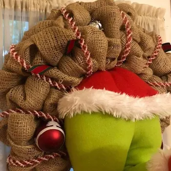 Novo Ako Grinch Ukradol Vianoce Vrecoviny Veniec, Vianočné Girlandy Dekorácie Super Roztomilé a Krásne Skvelé Darčeky pre Priateľov T