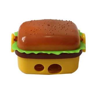 Kreatívny Dizajn 2 Diery Hamburger Tvar strúhadlo s dvoma gumy/guma Deti Ceruzka Školy Nôž Papiernictvo Dodávky