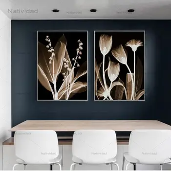 Frameless Abstraktné Kvety Wall Art Plátne Obrazy Modulárny Obraz Na Stene Plagát a Tlač Kvety pre Obývacia Izba Dekor