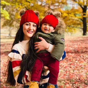 Nové Európske a Americké jeseň/zima závitové dieťa pulóver spp dvojité vlasy loptu pletené klobúk hot predaj