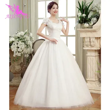 AIJINGYU 2020 2021 luxusné Prispôsobené new horúce predaj lacné plesové šaty, čipky späť formálne nevesta šaty svadobné šaty FU183