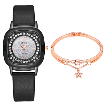 Dámske hodinky Dámske Módne Quartz Hodinky Kožený Remienok Hodiniek Analógové Hodinky Šaty Jednoduché Hodinky, 2020 A Náramok Nastaviť Womens