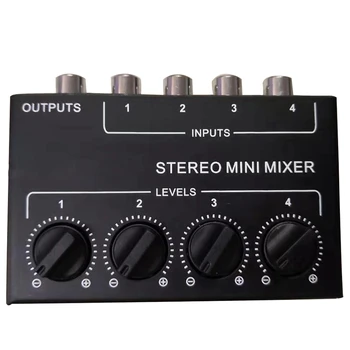Cx400 Mini Stereo Rca 4-Kanálový Pasívny Mixér Malý Mixér Mixér Stereo Dávkovač pre Live and Studio