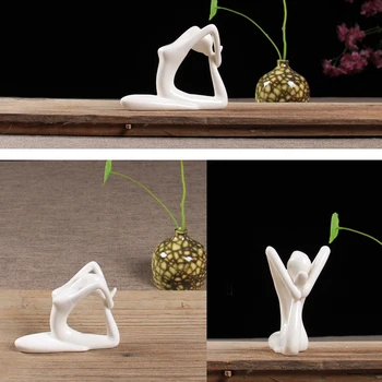 Abstraktné Umenie Keramické Joga Figúrka Porcelánu Jogy Lady Obrázok Socha Domov Yoga Studio Dekor Ornament