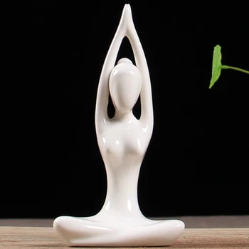 Abstraktné Umenie Keramické Joga Figúrka Porcelánu Jogy Lady Obrázok Socha Domov Yoga Studio Dekor Ornament