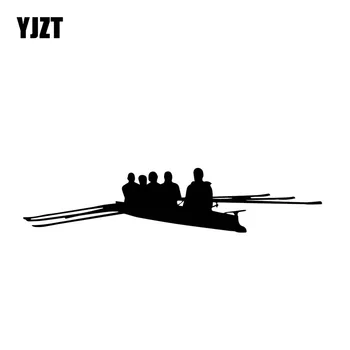 YJZT 16 CM*3,5 CM Jednoduchosť Loď Loď Veslovanie Národov Plachta Vinly Odtlačkový Pohodlné Auto Nálepky Pekné Čierna/Strieborná C27-0471