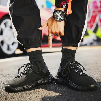 Profesionálne pánske bežecké topánky priedušná športové topánky High-top ponožky topánky na Jeseň kórejský trend Harajuku wild hip-hop tenisky