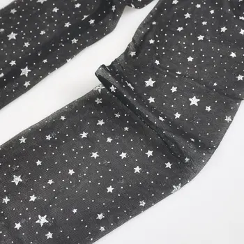 Kórejský štýl Celej oblohe, Hviezda Žakárové Ultra tenké transparentné Pantyhose Módne Čierna Žena Pančuchy 3ks/veľa