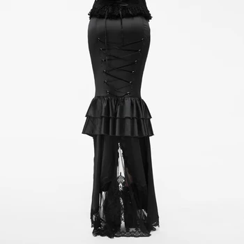 Eva Mária Žien Čipky Skladaný Gotický Sukne Tesný Fishtail Sukne Sexy Oblečenie Temperament
