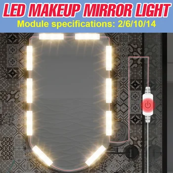 LED make-up Lampa Dotyk Stmievateľné 5V Kozmetické Svetlo LED, Zrkadlo na líčenie Svetlo 2835 SMD Toaletný Stolík Lampa Hollywood 2 6 10 14 Auta