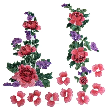 Sada 2 Veľké 3D Kvet Vyšívané Patch Pre Svadobné Šaty Výšivky Nášivka Čipky Záplaty Pre Nevestu Parches Šiť Na AC1304