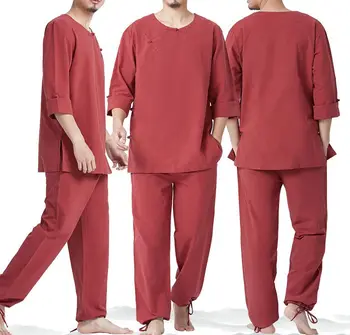 Muž Jar&Leto Bavlna&bielizeň jogy vyhovovali kung fu oblečenie mužov zen položiť meditácie uniformy červená/tmavá modrá/khaki