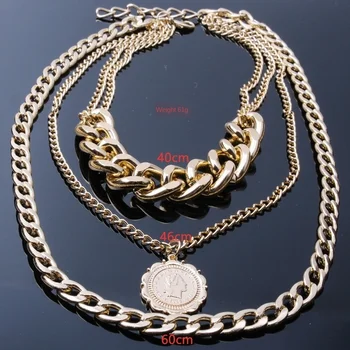 Viacvrstvové Náhrdelník Ženy Flitrami Reťazca Náhrdelníky Šperky Dámske Geometrické Unisex Strieborná Farba Vintage European Metal Collares