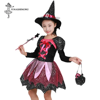 Halloween Cosplay Kostým Tekvica Elf Šaty Deti Halloween Zdobiť Prom Šaty Dievča Elf Oblečenie Čarodejnice Cosplay Detí Šaty