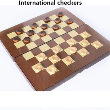 Výbuch Modely Drevené Šachy Skladacia Doska Masívneho Dreva Box + Veľké Masívneho Dreva Šachová Figúrka Backgammon International Dáma