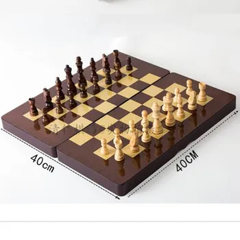 Výbuch Modely Drevené Šachy Skladacia Doska Masívneho Dreva Box + Veľké Masívneho Dreva Šachová Figúrka Backgammon International Dáma