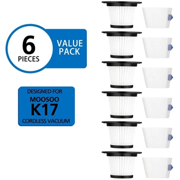 6 Pack Výmeny HEPA Filtra Kompatibilný pre MOOSOO K17 Akumulátorový Vysávač