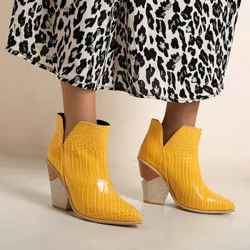 ZawsThia modrá žltá divné, vysoké podpätky, ženské topánky slip-on voľné extra veľké rozmery 46 47 48 zimné martin členková obuv ženy