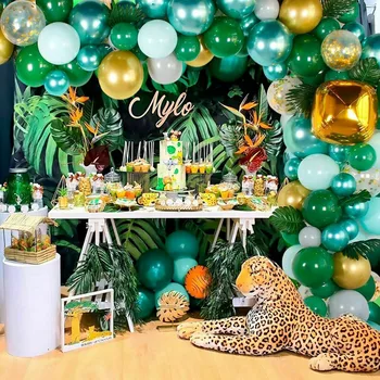 167Pcs Jungle Safari Zelený Balón Arch Garland Súprava Baby Narodeninovej Party Decor