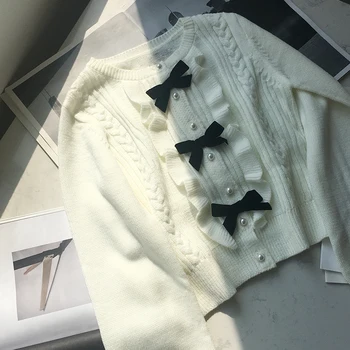 Biela twist žena jeseň rokov, nové pletenie cardigan sveter kabát kultivovať jeden morálky joker krátke rukávy košele