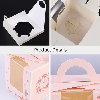 50Pcs Prenosné Jednotný Dizajn Tortu Boxy Papierový Košíček Balenie Box Strana Dodávky
