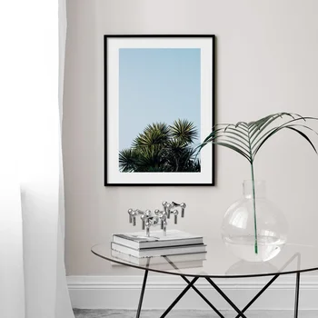 Palmové Listy Rastliny Botanické Blue Sky Wall Art Papier, Plátno, Maľovanie Krajiny Obrazov Na Stenu Pre Obývacia Izba Dekor