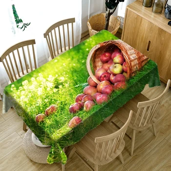 Zahustiť Bavlna Obrus Tvorivé 3d Zeleniny a Ovocia Riad odolný proti otrasom, prachu, Umývateľný Handričkou Obdĺžnikové a Okrúhly obrus