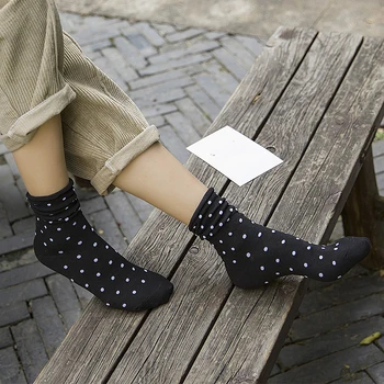 Predaj 1Pair Pohodlné Harajuku Bežné Zimné Ženy Ponožka Nastaviteľné Malá Bodka, Mäkké Teplé Zábavné Elastické Polovice Trubice Dievčatá Ponožky