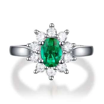 Lnngy Klasický Zelený Smaragd Drahokam Krúžok pre Ženy 925 Sterling Silver Nastaviteľné Halo Veľkosť Prsteňa US4-US8 Skutočné Femme dary