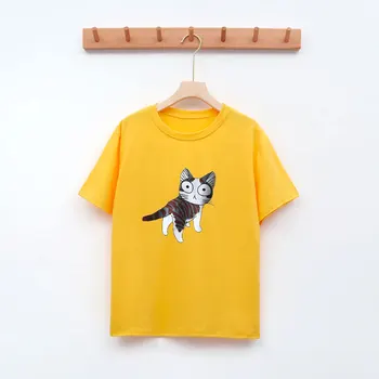 Vtipné mačku t shirt ženy móda kórejský nadrozmerná t shirt ženy Príležitostné Letné Topy Dievča, T-shirts Bavlna Bežné Zábavné dropshipping