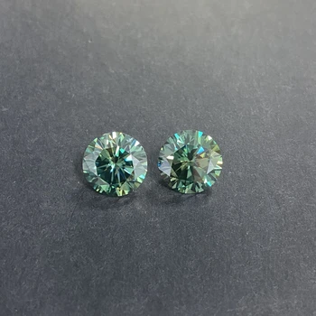 Lab Pestuje Voľné Moissanite Diamond 7,5 MM 1.35 Carat Vynikajúci Okrúhly Rez VVS1 Farba Svetlo Modrá Zelená Moissanite Kameň