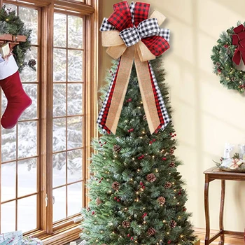 Vianočný Stromček Vňaťou Buffalo Koberčeky Červená Čierna Vrecoviny Dekoratívne Čela Rustikálny Dom, Vianočné Dekorácie Domova E2S