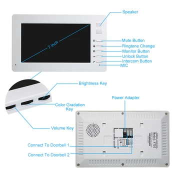 7inch TFT-LCD Farebný Displej Wird Video Dvere Phone1*Vnútorný Monitor 1*Vonkajšie Podporu Kamery na Nočné Videnie Nepremokavé Odomknúť Monitor
