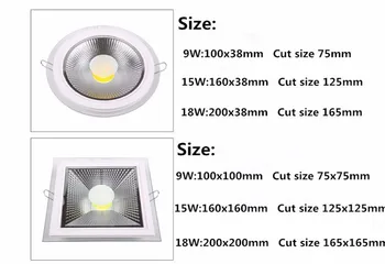 Pôvodné priamy predaj Stmievateľné 9W 15W 18W KLASU Panel Svetlo Zapustené KLASU Downlight Sklenený Kryt LED Spot žiarovka 85-265V/AC110V/AC220V