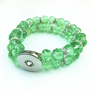 Nové Módne Dvojvrstvové Zelená Birthstone Crystal Perličiek Modul Tlačidlo 18 mm Ručné Elastický Modul Tlačidlo Náramok Šperky 5 ks/veľa