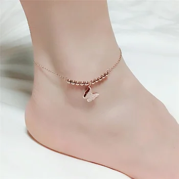 PINKSEE Zlatej Farbe Perlové Ponožky Prívesok Motýľ Jednoduchý Moderný Elegantný Anklet Letné Beach Barefoot Nohy Jewelryfor Ženy
