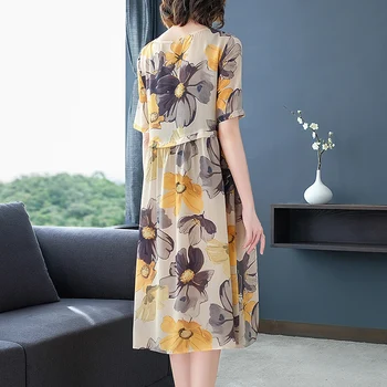 Letný trhák hodvábne šaty žena nový high-end voľné veľké metrov han vydanie vytlačené hodvábne šaty