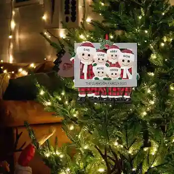 PVC nový roztomilý family photo frame Vianočný stromček prívesok R5P0